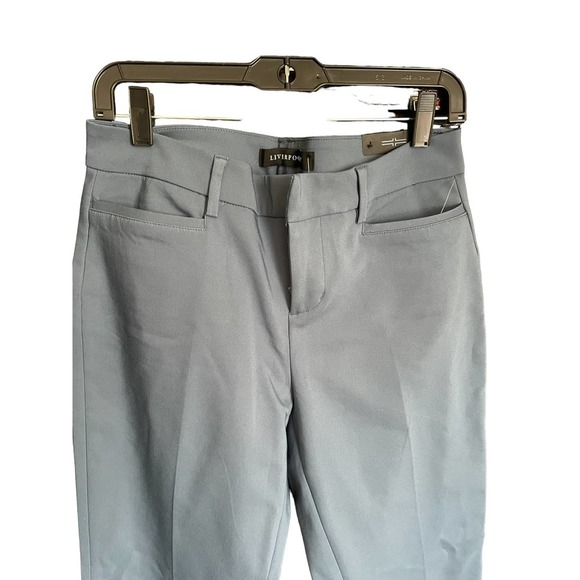 Liver Pool WOMENS Stretch Mid Rise Flat Front Pants Zip Fly Size 6/28 Blue - Picture 2 of 9
